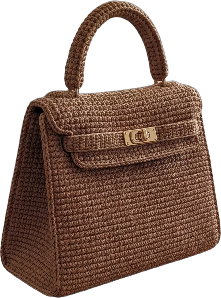 Le sac crocheté à la main, couleur caramel