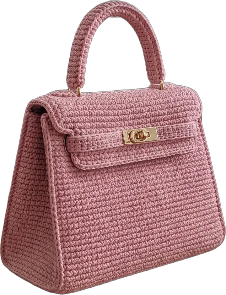 Le sac crocheté à la main, couleur rose